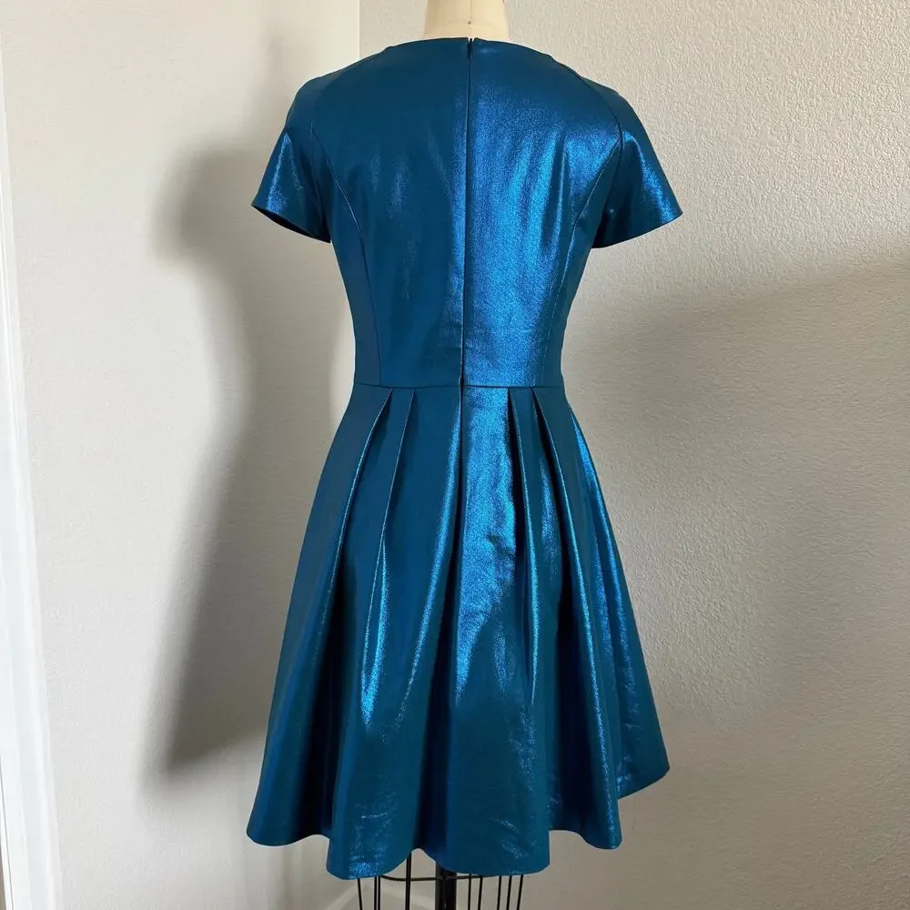 Monarri | Irridescent Blue Fit & Flare Dress size 36 European (4/6 U.S.) - Picture 3 of 12